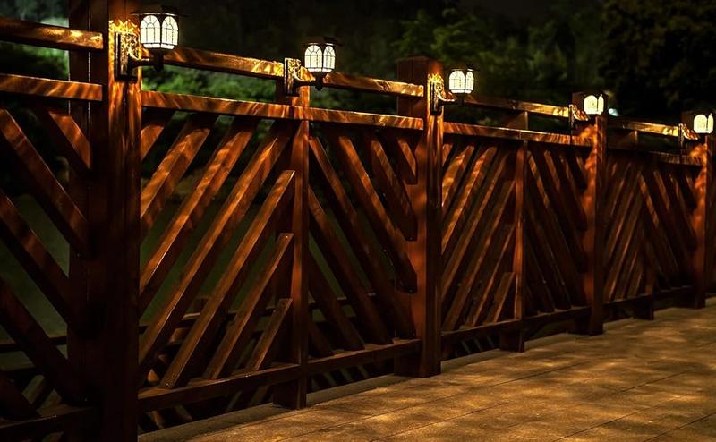 LeiDrail Solar Fence Lights for Outdoor Decor, 2-Pack Waterproof Warm White LED Wall Lanterns