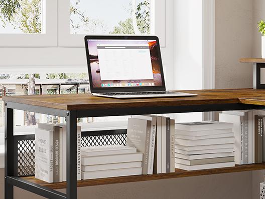 SEDETA 101.5 in. U-Shaped Computer Desk Reversible L-Shaped Desk  L-Shaped Executive Desk, Large Office Desk with Drawers and Lateral File Cabinet, Business Furniture with Storage Shelves, Modern Computer Desk for Home Office