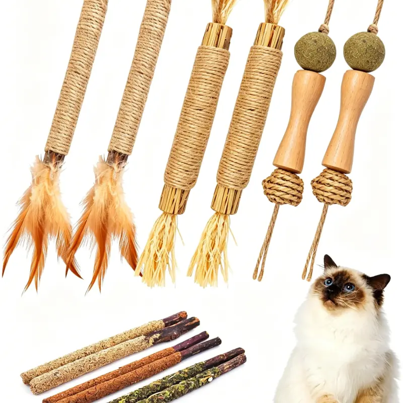 12 Pack Catnip & Silvervine Cat Chew Toys for Indoor Cats, Natural Dental Cat Toys for Teeth Cleaning, Interactive Catnip Sticks for Kittens & Adult Cats