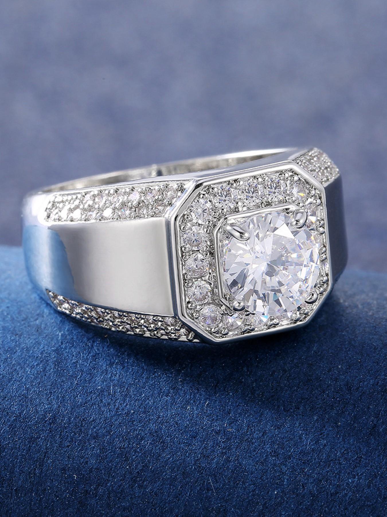 Men's Engagement Ring Fashion Business Alloy Zirconia Decorated, Daily ...