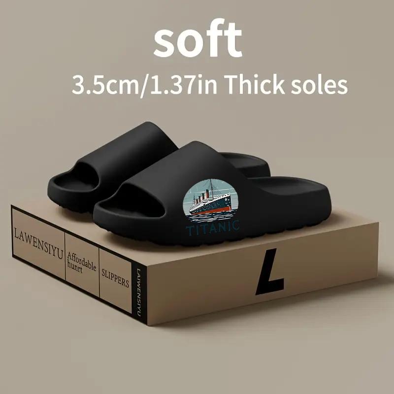 Vintage Titanic Cruise Ship Pattern Slippers Men Women Non-slip Indoor Home Shoes Soft Comfortable Lightweight Summer Beach Sandals Fashion Novelty Footwear