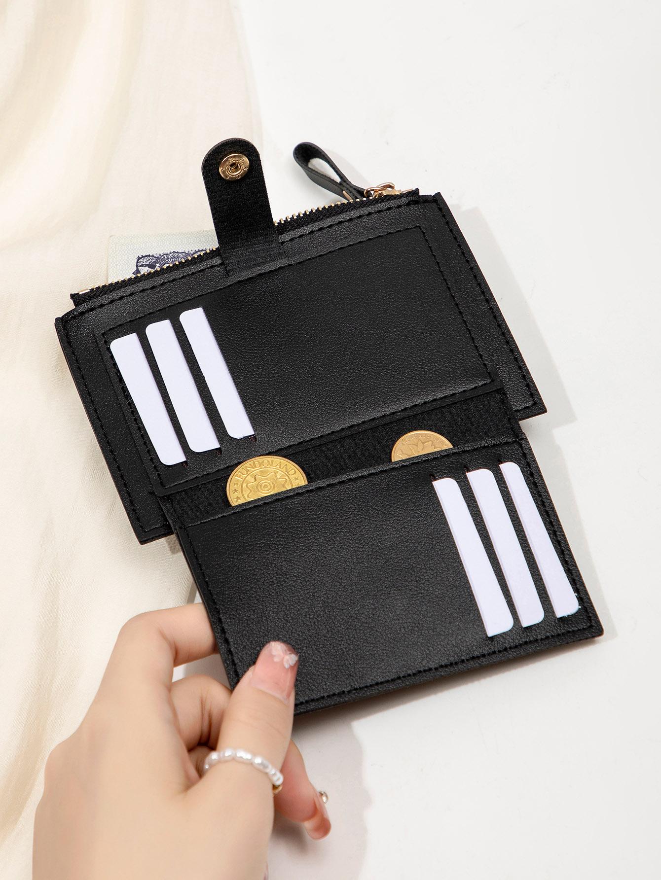 Women's Simple Style Plain Color Zipper Short Wallet, Casual Trendy Versatile High-quality Wallet, Fashionable Wallet for Daily Use, PU Leather Wallet