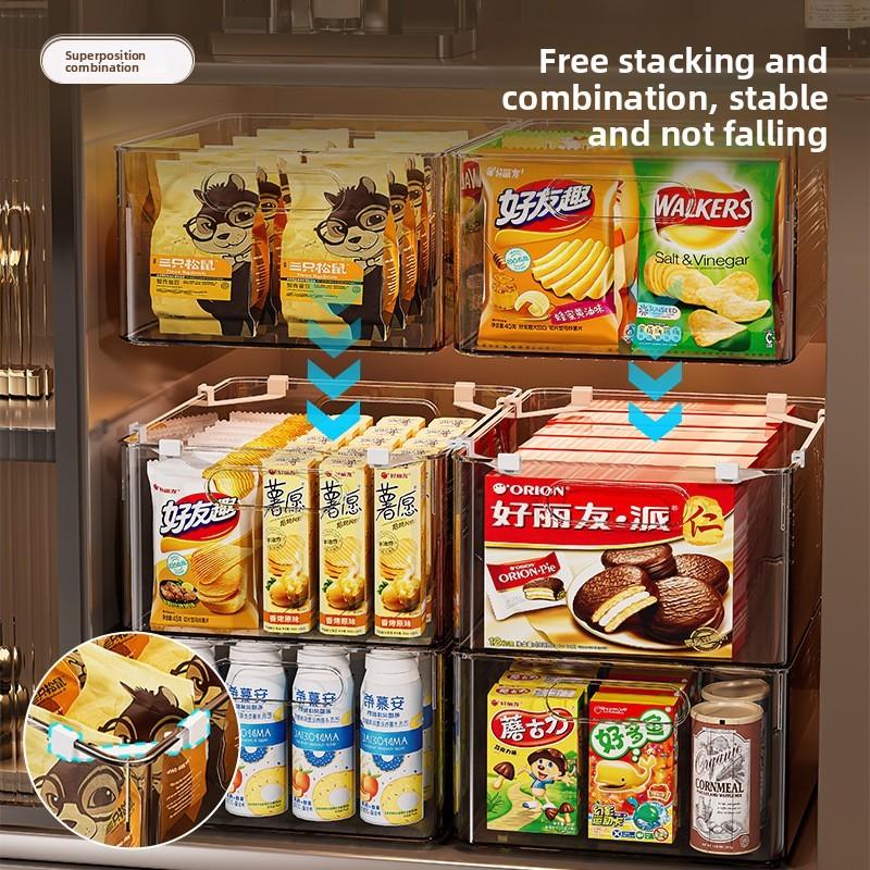 Transparent Plastic Storage Basket, Long Rectangular Organizer Box, Desktop Snack & Miscellaneous Item Holder, Cabinet Drawer Accessory