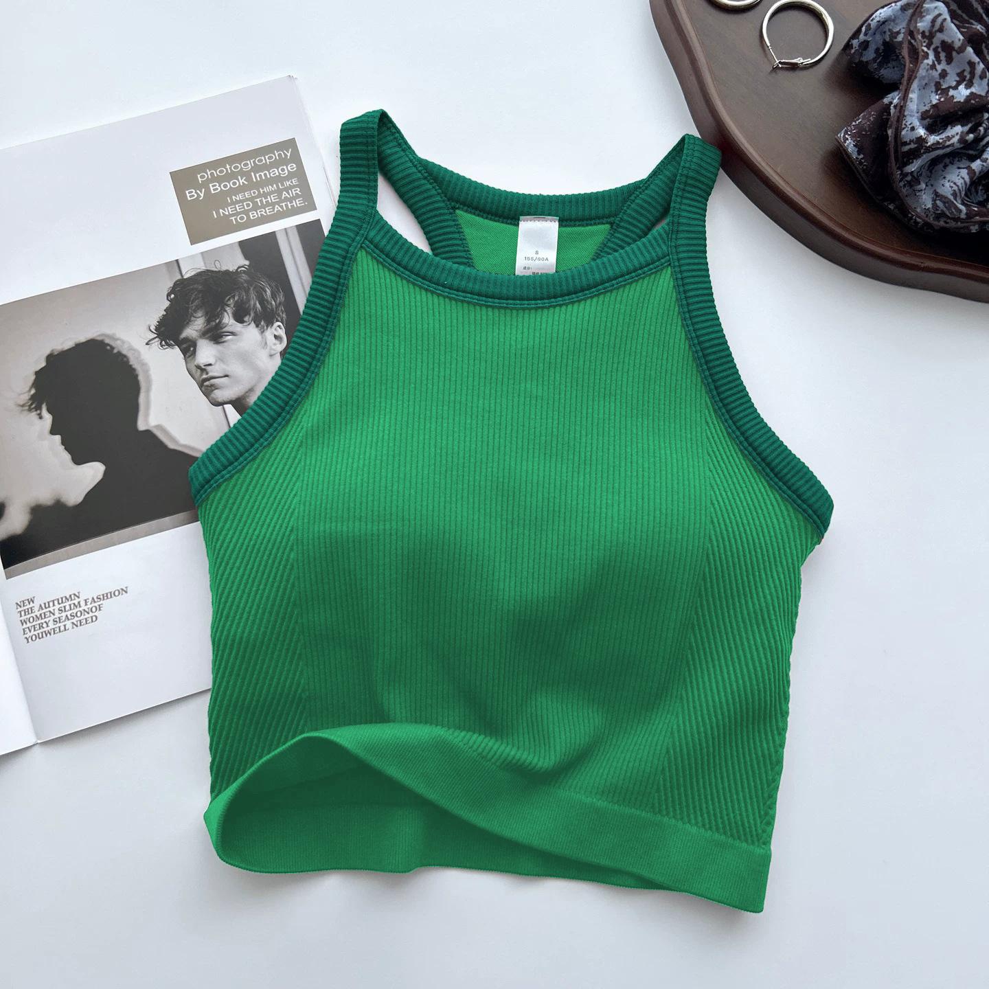 Fashion Colorblock Sports Bra Yoga Vest for Women, Shockproof Running Training Outerwear, Elegant Back Design High-End Feel