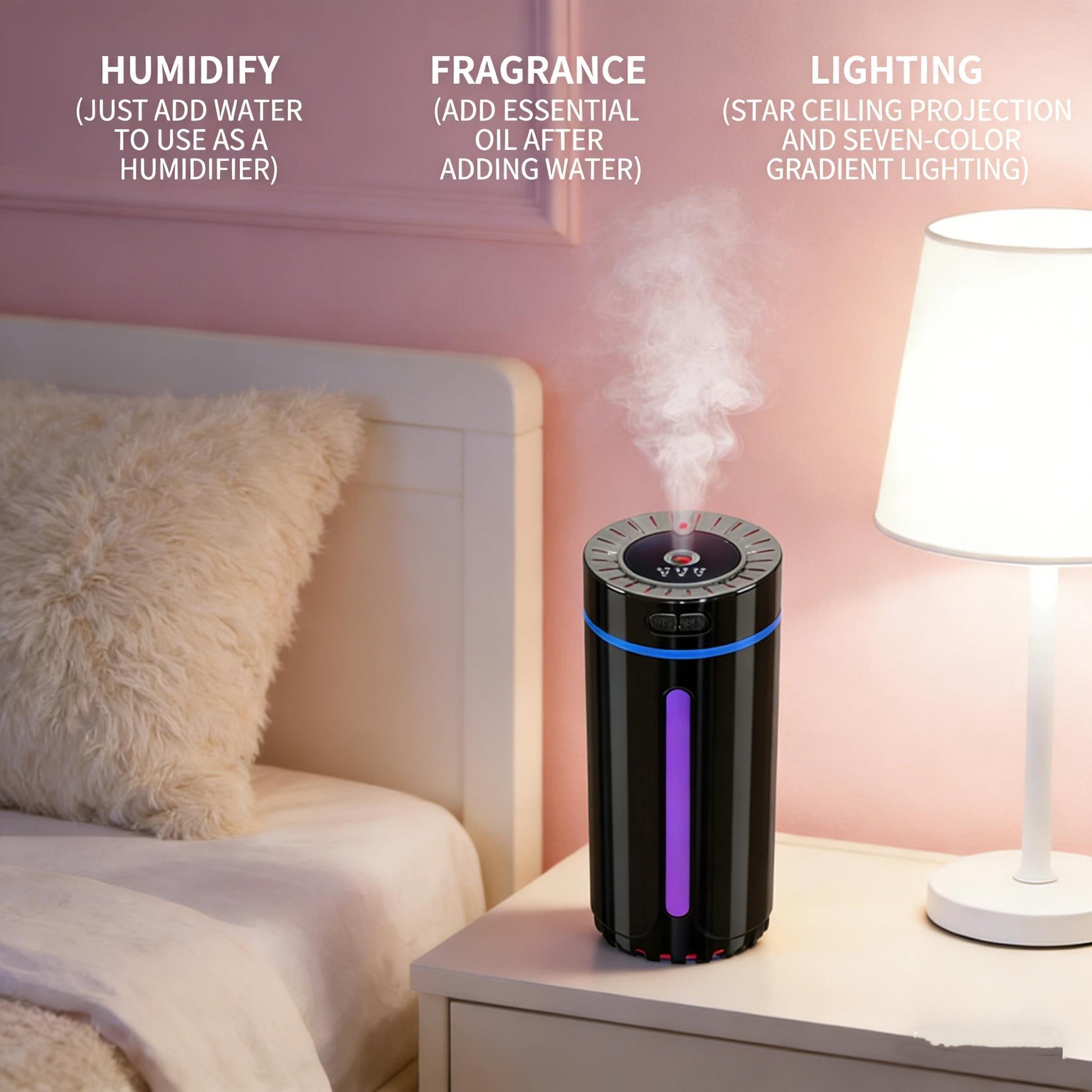 Starlight Car Humidifier Aromatherapy Machine, Car Air Purification Humidifier Freshener Deodorizer, Silent Starlight Atmosphere Lamp, USB Powered Humidifier