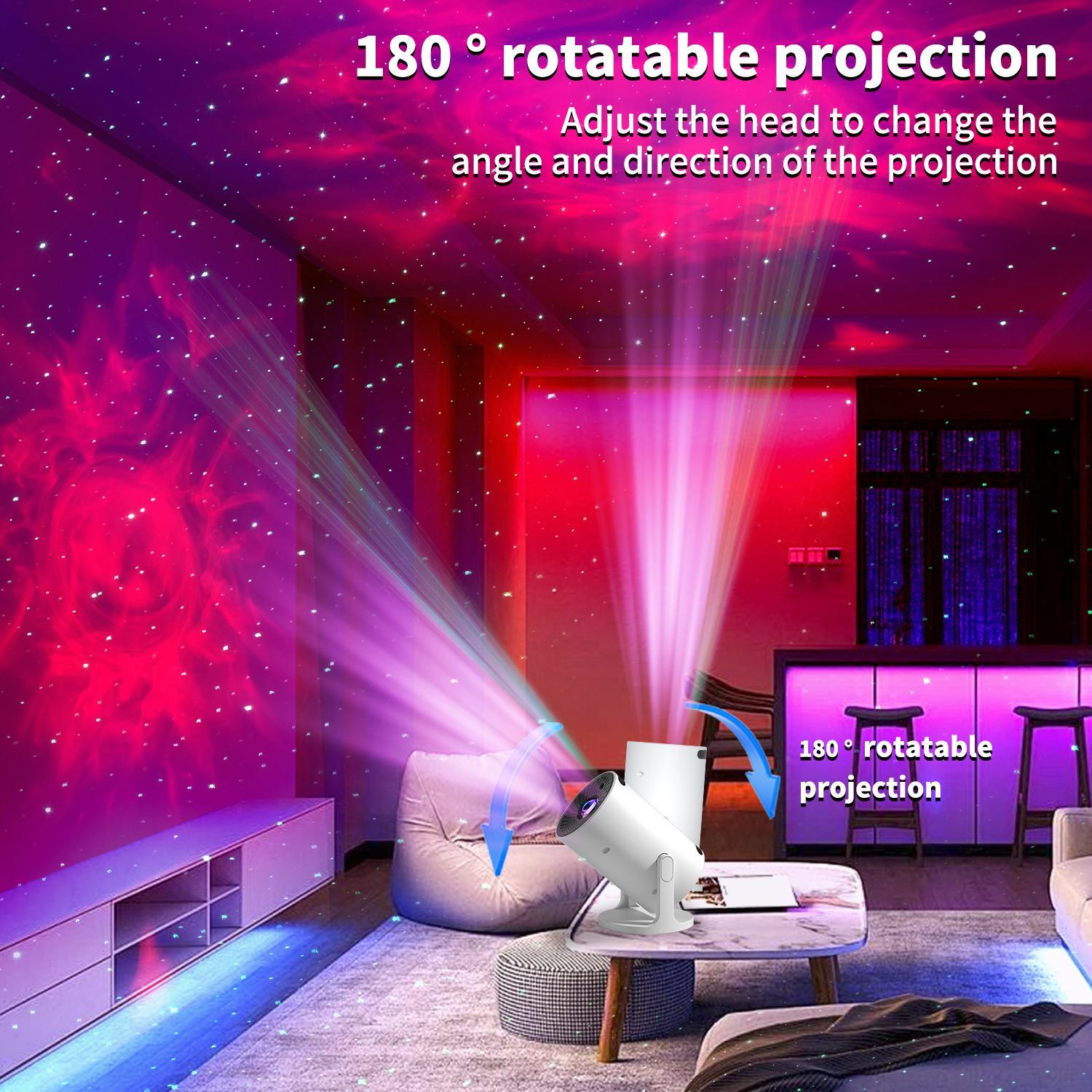 Mini cannon portable starry sky projector, galaxy projector, adjustable night sky color, portable indoor and outdoor projector, built-in remote control timing, support Bluetooth connection, suitable for bedroom rest, ceiling projection, home entertainment