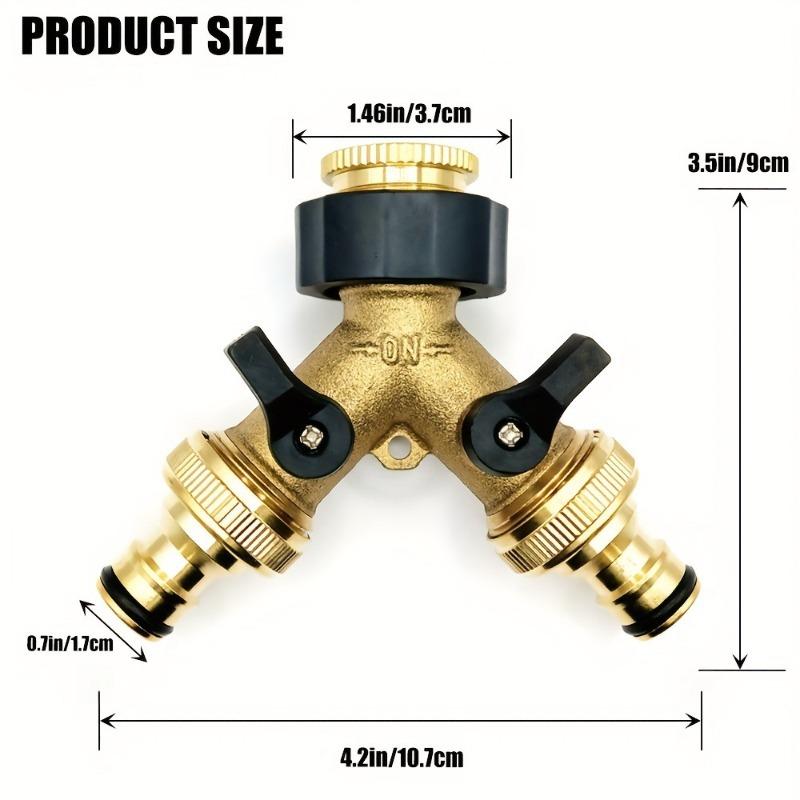 All-copper household dual-channel faucet diverter, one-to-two valve adapter, gardening and horticulture watering and irrigation tool