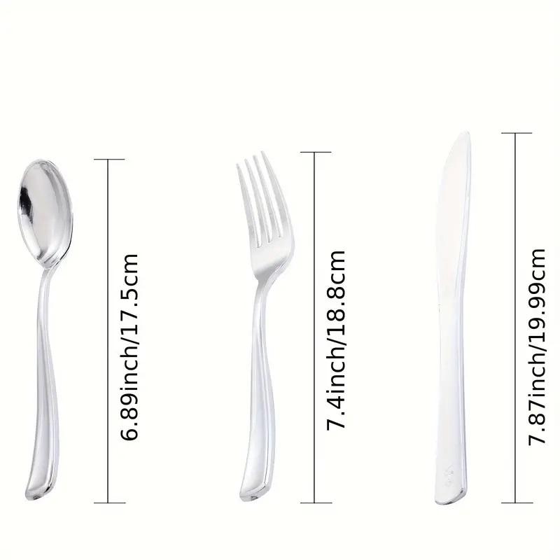 Wellife 400PCS Plastic Cutlery  Include 200 Forks, 100 Spoons, 100 Knives, Silver Disposable Silverware Perfect for Wedding, Party