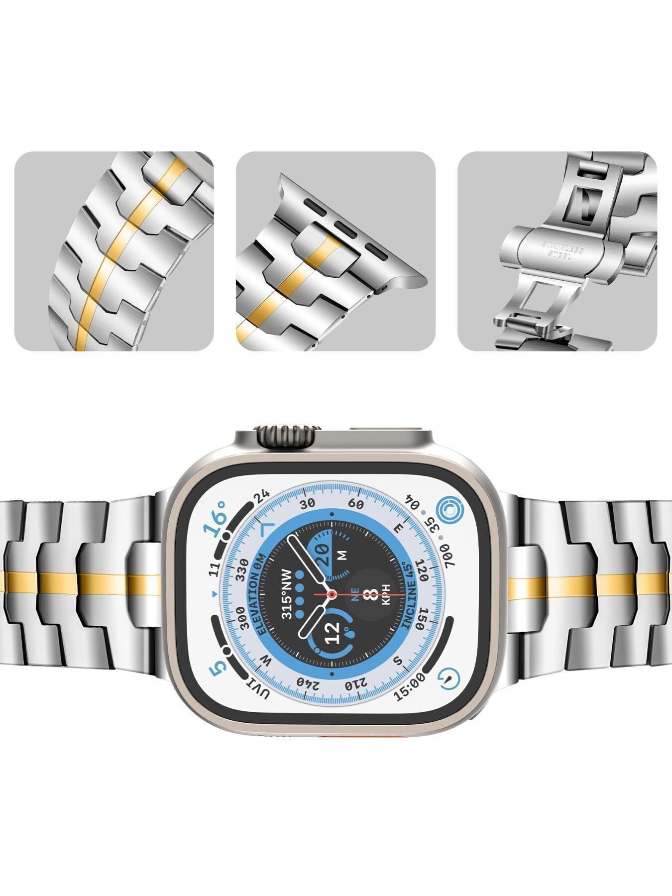 Iron Man Stainless Steel Butterfly Buckle Watch Strap for Apple Watch Series 1-11 and Ultra 2