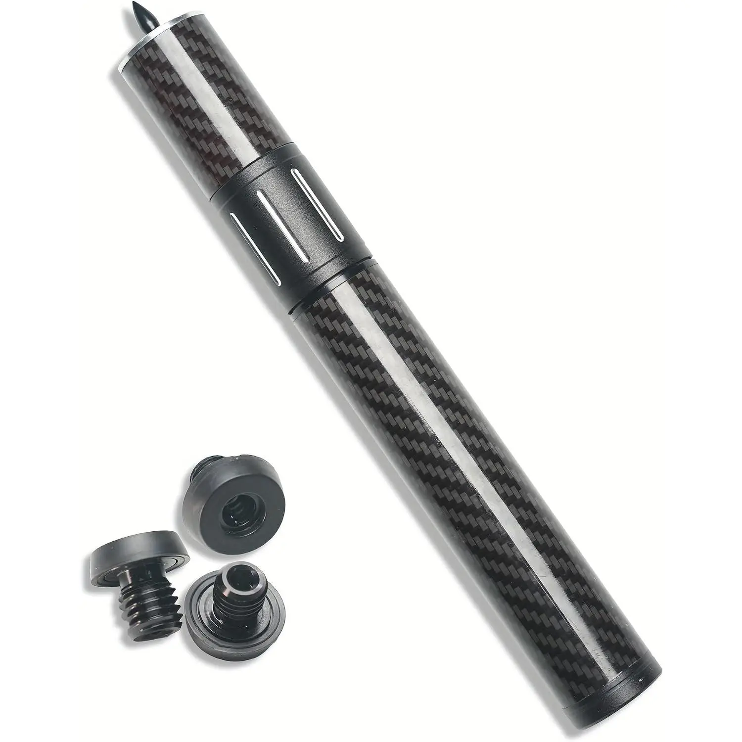 Adjustable Carbon Fiber Telescopic Pool Cue Extender Billiards Stick Extension with 3 Bumpers Billiard Accessories