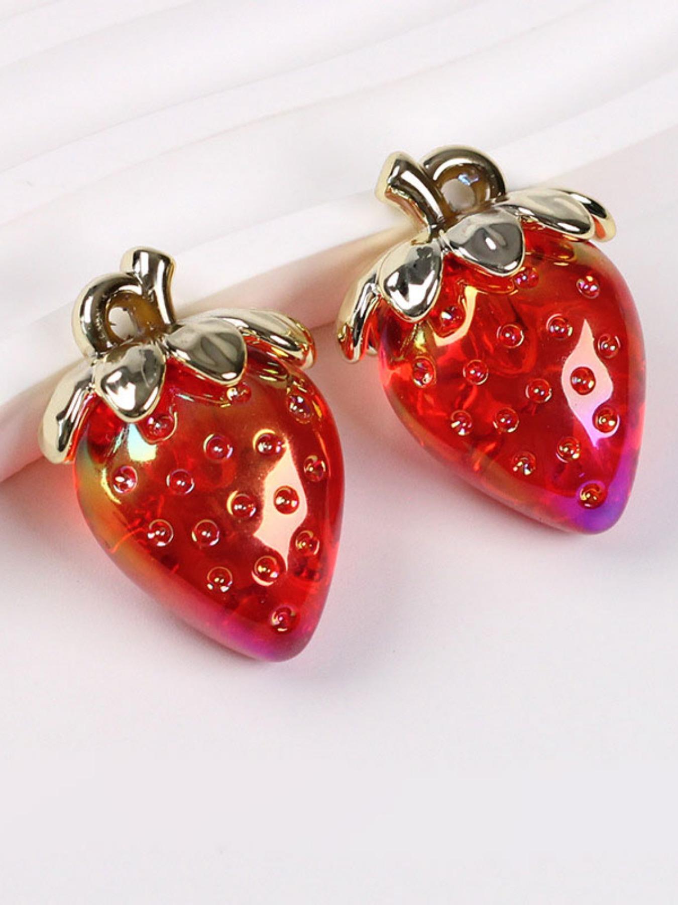 2pcs Transparent Acrylic Strawberry Pendant, DIY Hair Accessories, Phone Chain, Bracelet, Necklace, Keychain, Christmas Gift