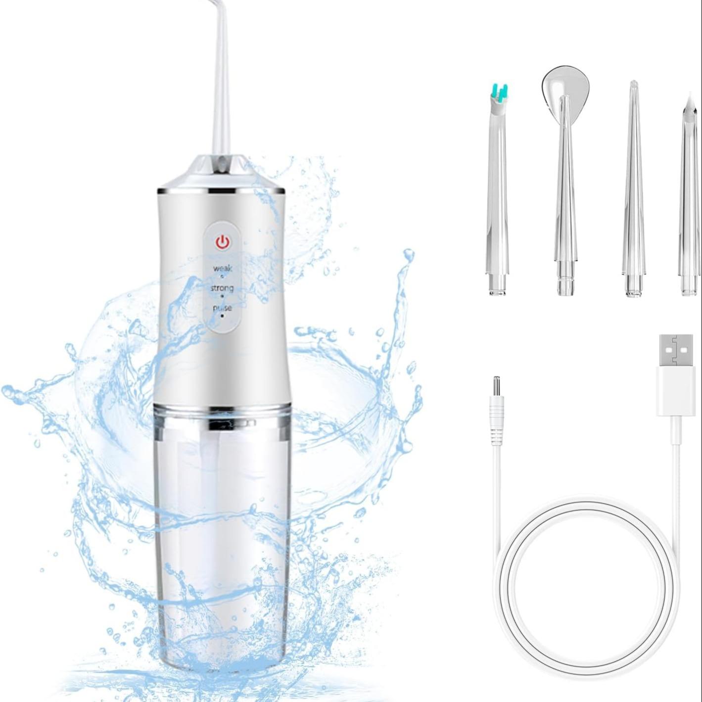 Electric Water Flosser, Portable Rechargeable Oral Irrigator with 4pcs Multifunctional Nozzle for Home & Travel, Personal Oral Care Appliance, Oral Hygiene Kit, Dental Water Flosser, Cordless Water Flossers