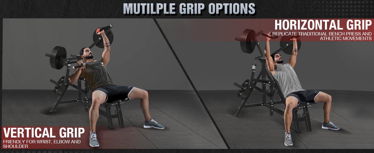 Chest Press Machine: 1250 lbs Bench Press with Independent Converging Arms, 7+5 Adjustable Incline for Upper Chest, Home Gym Equipment, Black Barbell Bar