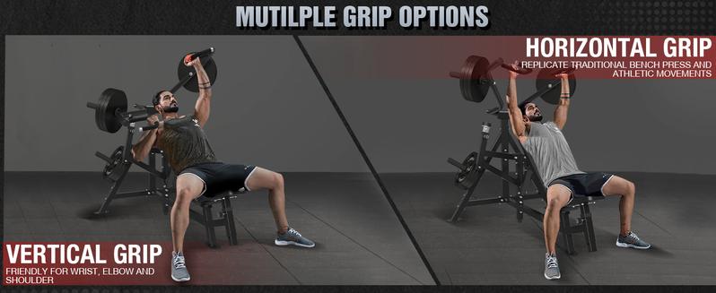 Chest Press Machine: 1250 lbs Bench Press with Independent Converging Arms, 7+5 Adjustable Incline for Upper Chest, Home Gym Equipment, Black Barbell Bar