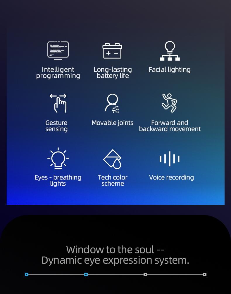 Bionic Joint Smart Robot, Realistic Robot, Intelligent Programming Language Recording Gesture Control, Multifunction Walks Slides Sings Dances Emotion Toy Ai Gift