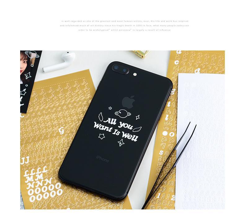 2/4Pcs Golden Silver Letter Number Stickers Bronzing Alphabet Scrapbooking Decorative Stickers DIY Diary Laptop Phone