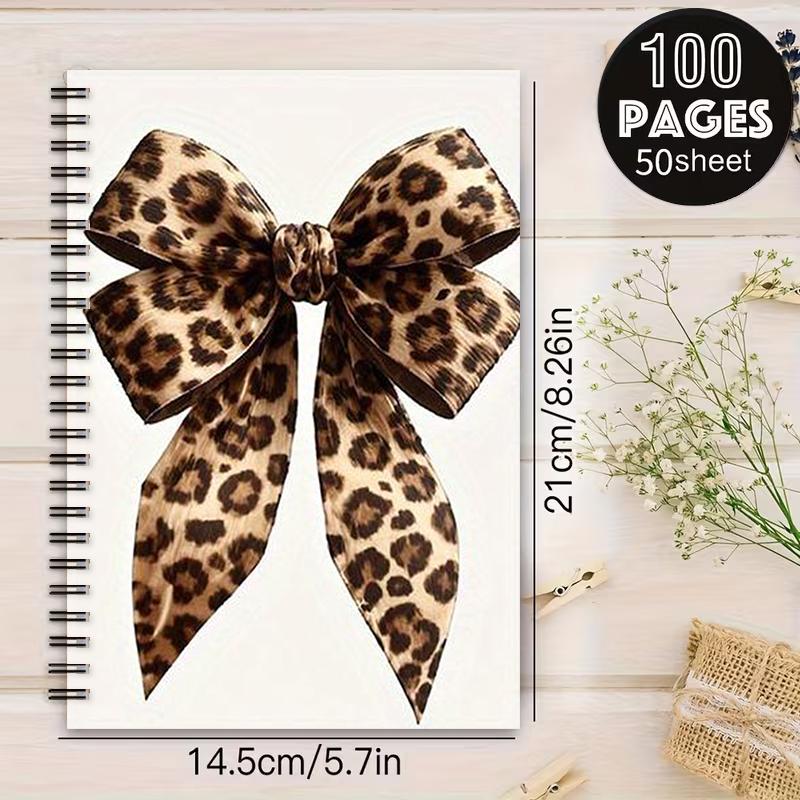 1 Spiral Notebook Leopard Print, 5.7x8.26 inch, Durable Binding, Daily Journal for Office School, Travel Notes, Gift for Students Teachers, Birthday Christmas Back to School Supplies [2D] Flat