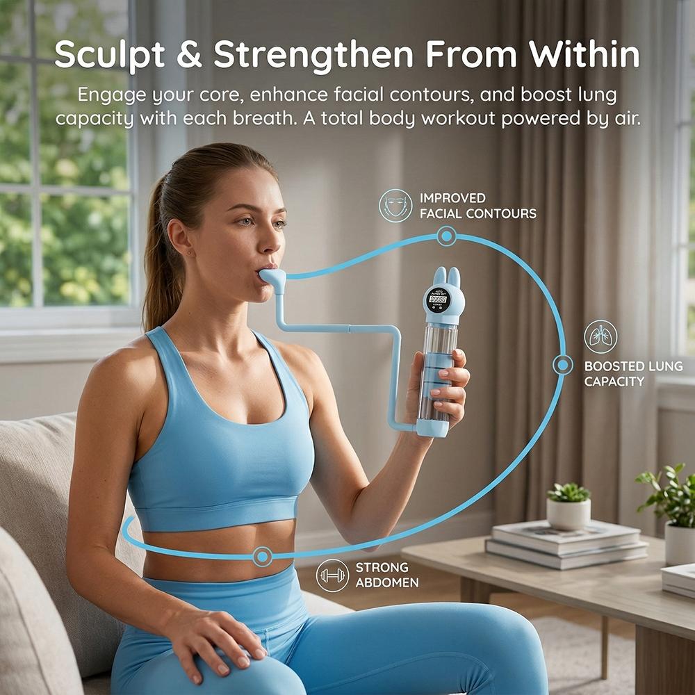 Adjustable Resistance Abdominal Breathing Trainer, Home Workout Equipment, Lung Capacity Trainer, Core and Waistline Training Gear