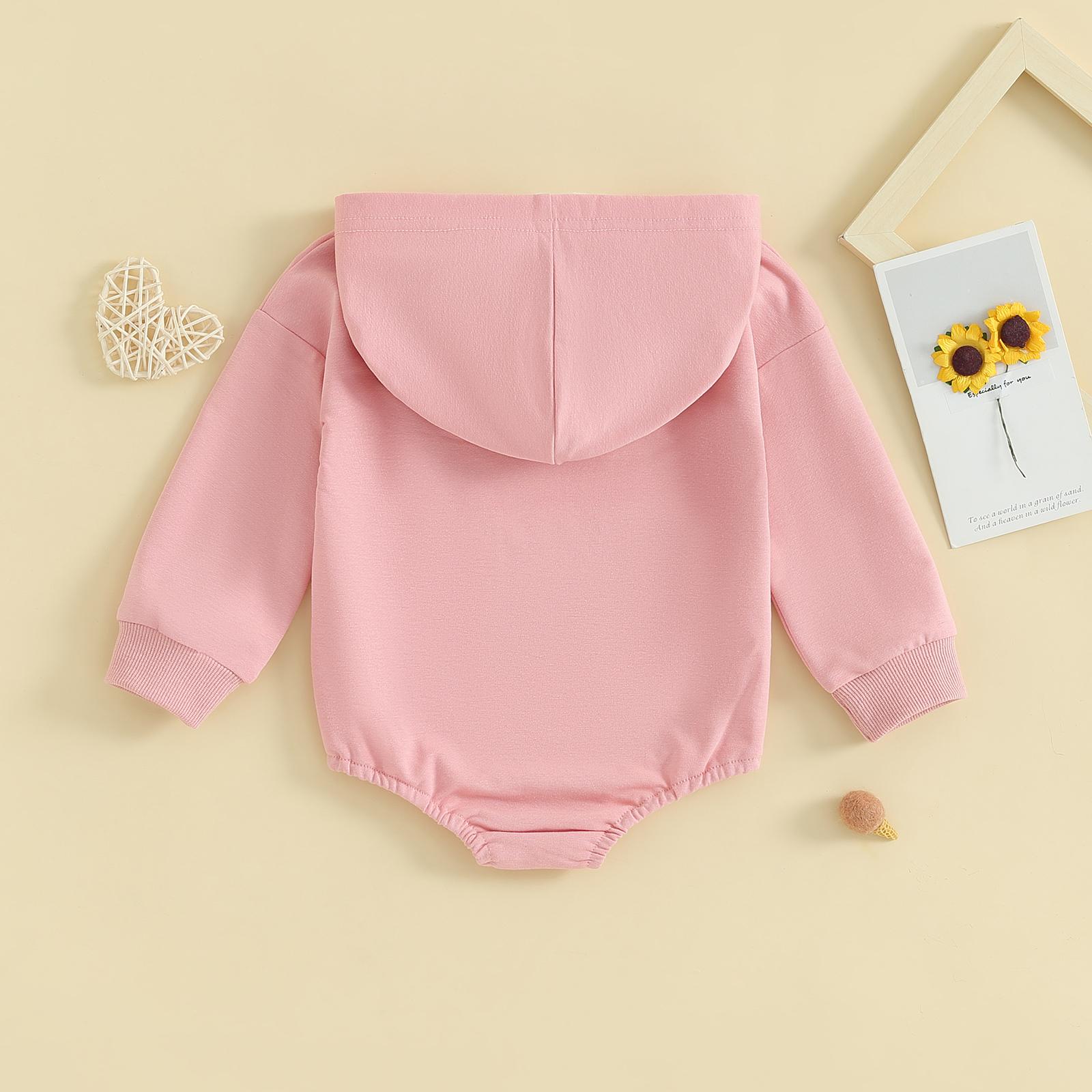 Baby Onesie Newborn Boy Girl Hooded Romper Long Sleeve Front Pocket Solid Color Bodysuit Infant Spring Fall Romper Toddler Outfit Cute, Newborn Baby Stuff