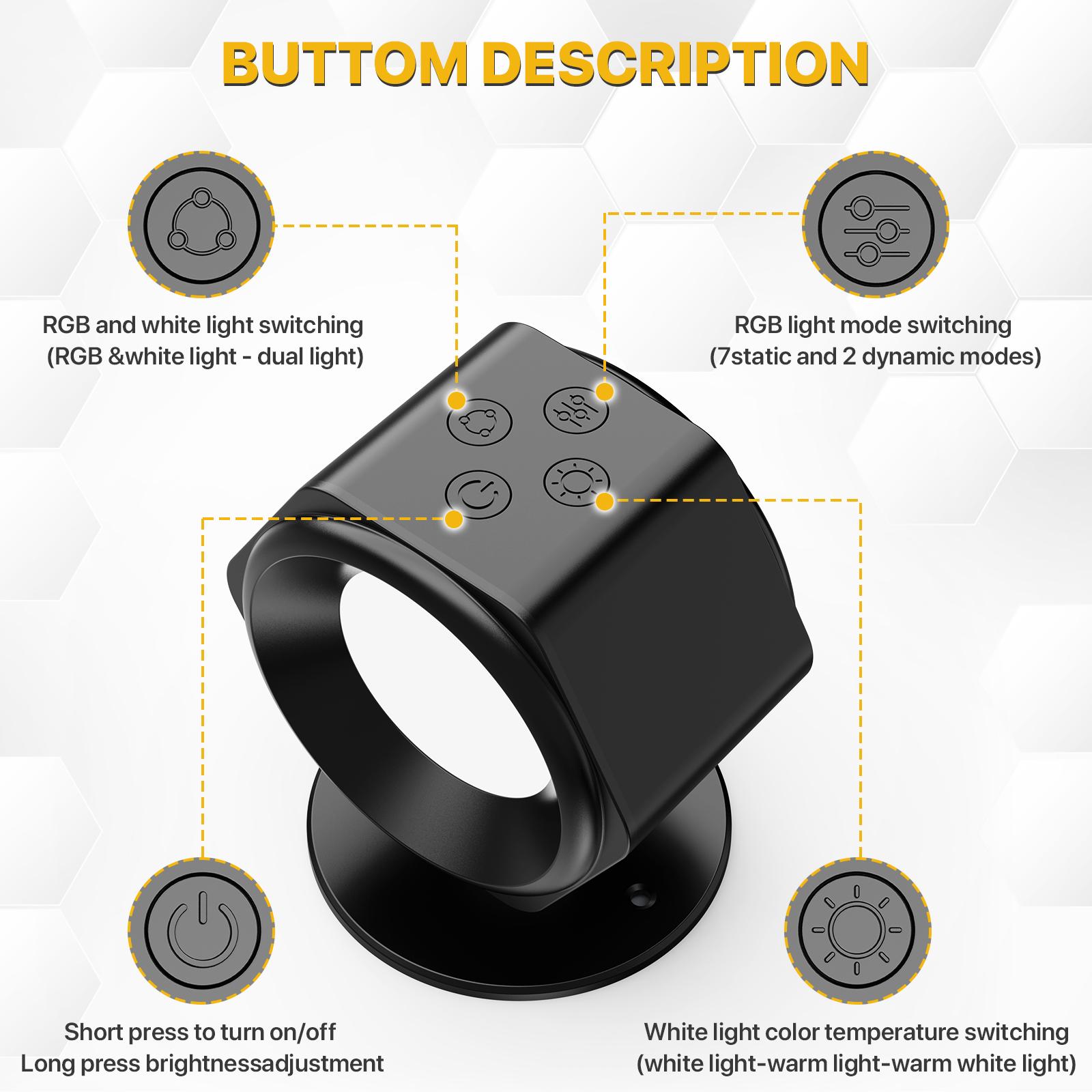 GALENTAL Up and Down Wireless Wall Lamp, Magnetic Rechargeable RGB light, Remote and Button Control Wall Sconce,Adjustable Night Light, Book Lights for Bedroom,living room,Kids Study,Display Wall,Hallway,Kitchen,Stair,Basement