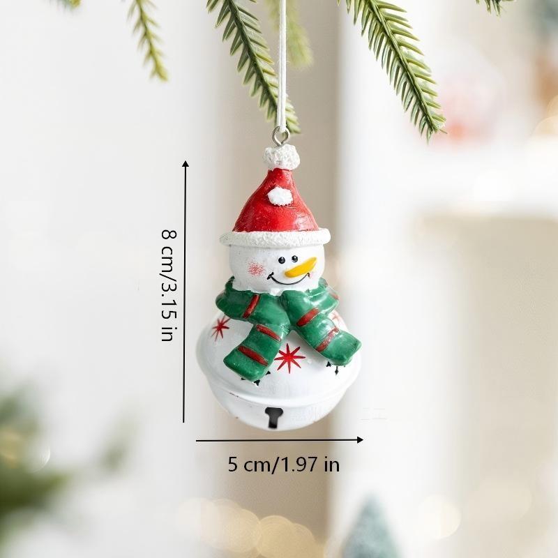 Santa Bell Christmas Tree Ornament, Snowman Reindeer Scene Decoration DIY, Festive Holiday Decorations for Home and Party