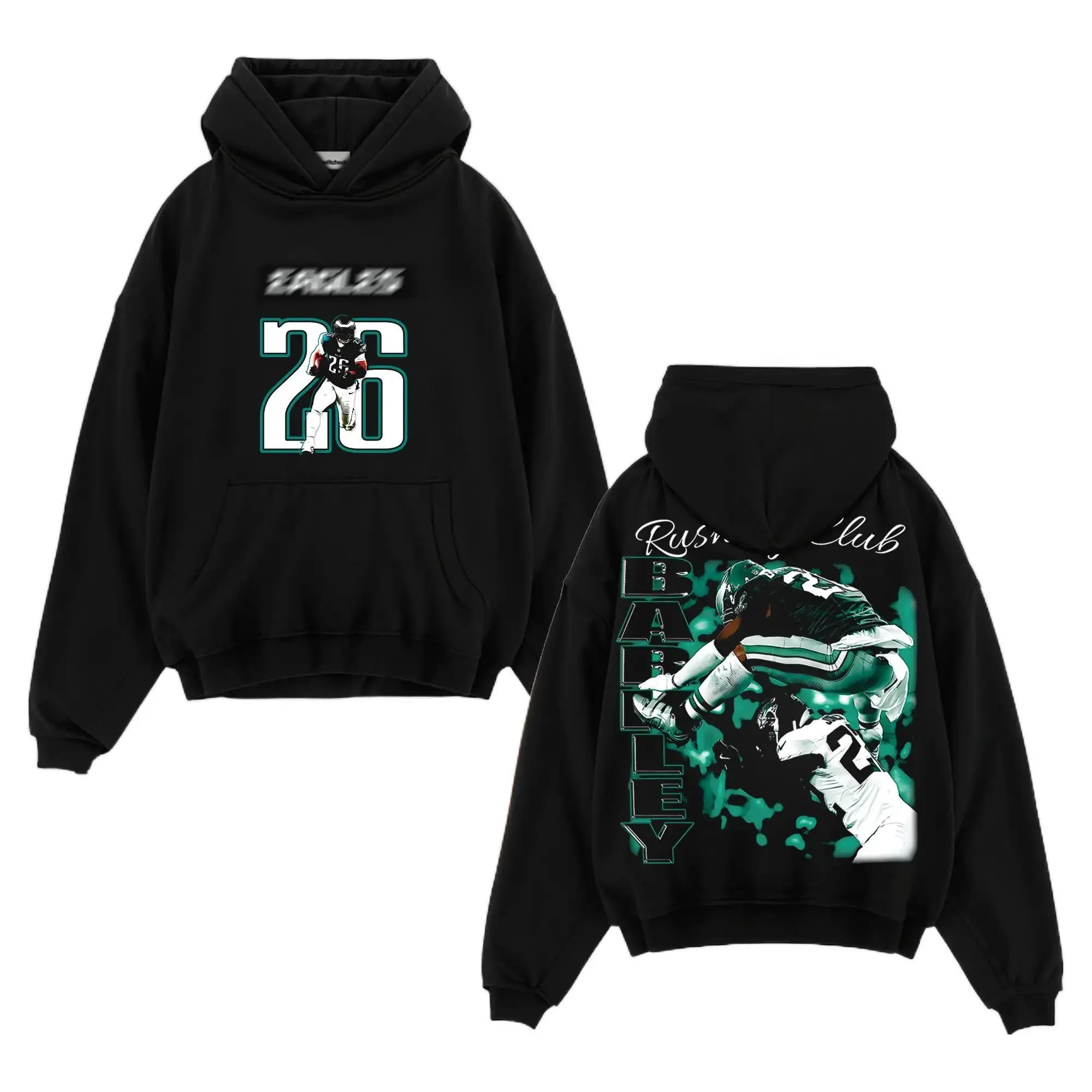Unisex Saquon Barkley 26 Graphic Hoodie for Eagles Fans, Unisex Modern Streetwear, Sweet & Comfy Football Fashion Apparel for Party & Casual Outings, Halloween, Thanksgiving, Easter, Valentines Day, Holiday, Fitted, Urban Street, Player Print