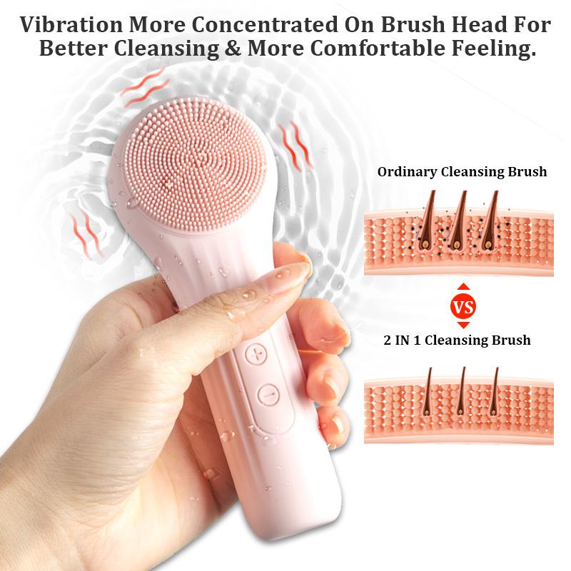Multifunctional Electric Facial Cleansing Brush, Rechargeable Waterproof with Heating Massage and Ultrasonic Vibration, Silicone Face Cleaner，Perfect for at-home and travel skincare, an ideal holiday gift.
