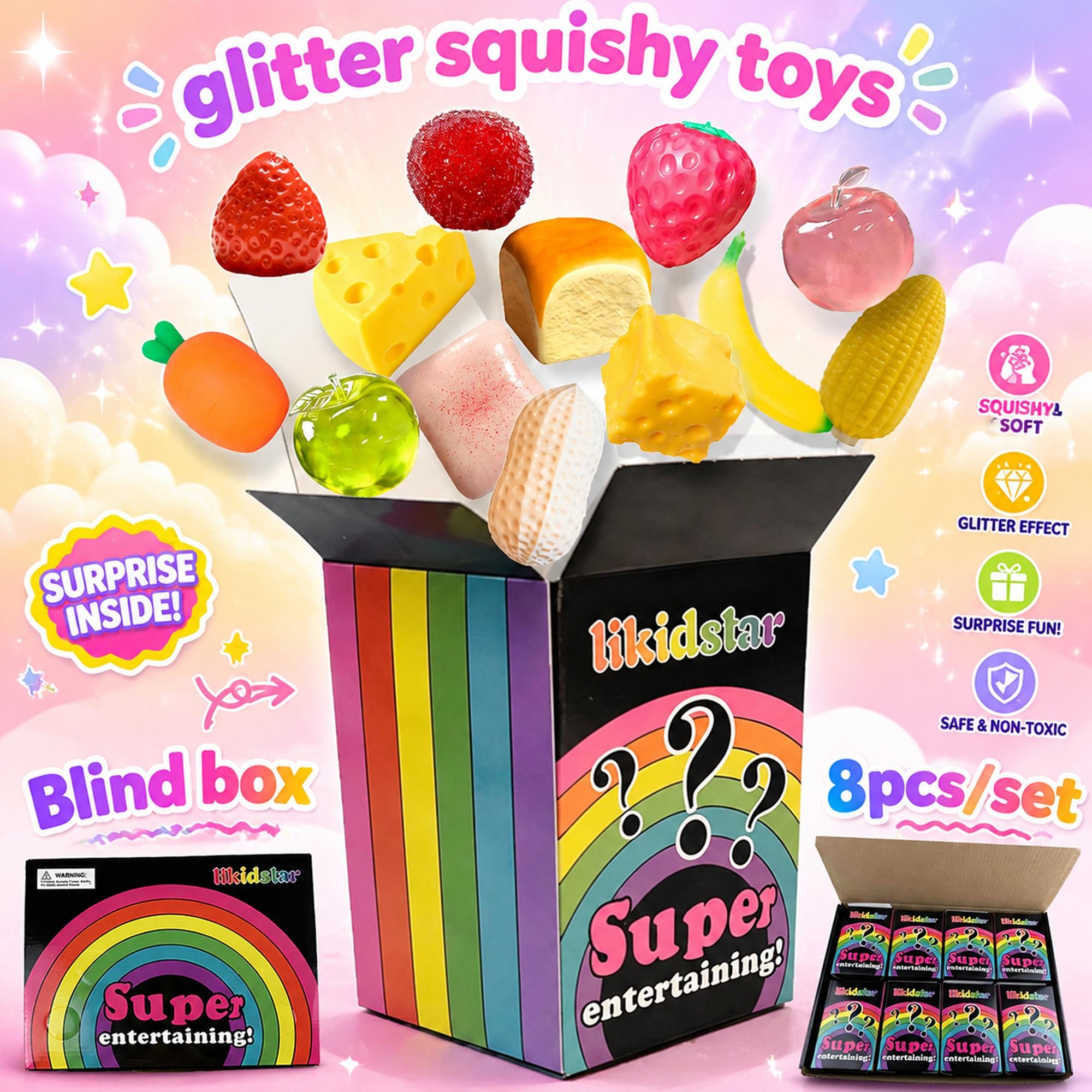 Blind Box Malt Sugar Squishy Fun Set, Stress Relief Creative Slow Rebound Squishies, Multiple Styles, Rare Mystery Gift Box, Party Gift