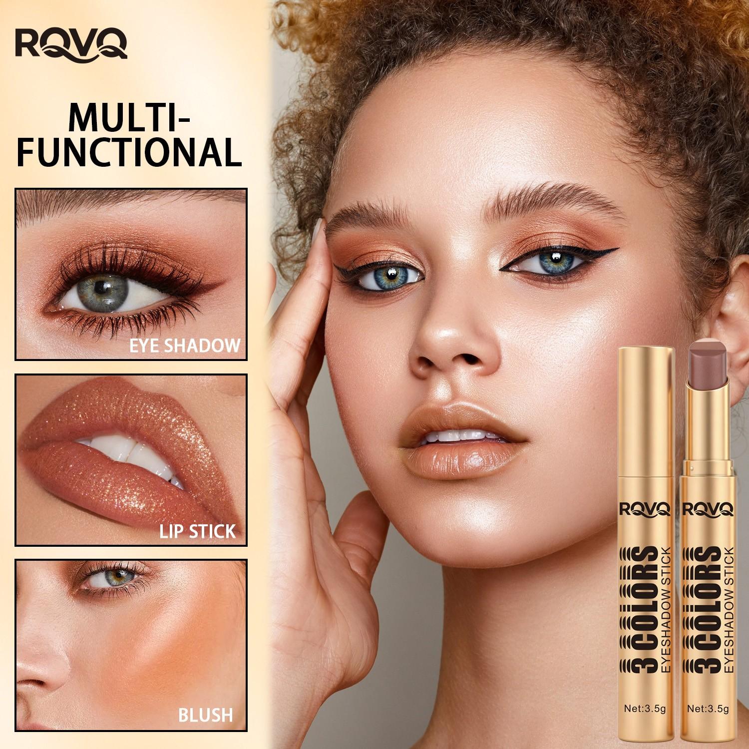 Three Color Eyeshadow Stick, Matte and Shimmer Finish, Waterproof, Easy Application, Perfect for All Makeup Styles, Ideal Valentine's Gift