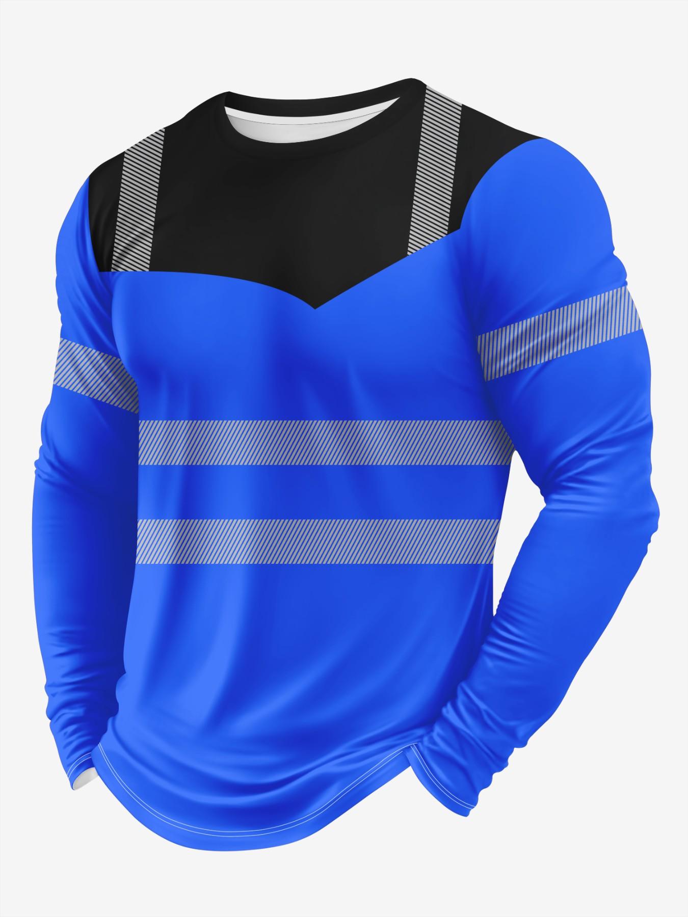Men's Long Sleeve T-Shirt, Tops, Classic Workwear Style 3D Print, Sporty Casual Round Neck, Breathable Polyester Fabric, Slim Fit, Outdoor Comfort, Athletic Fitted Breathable, Casual Breathable Design