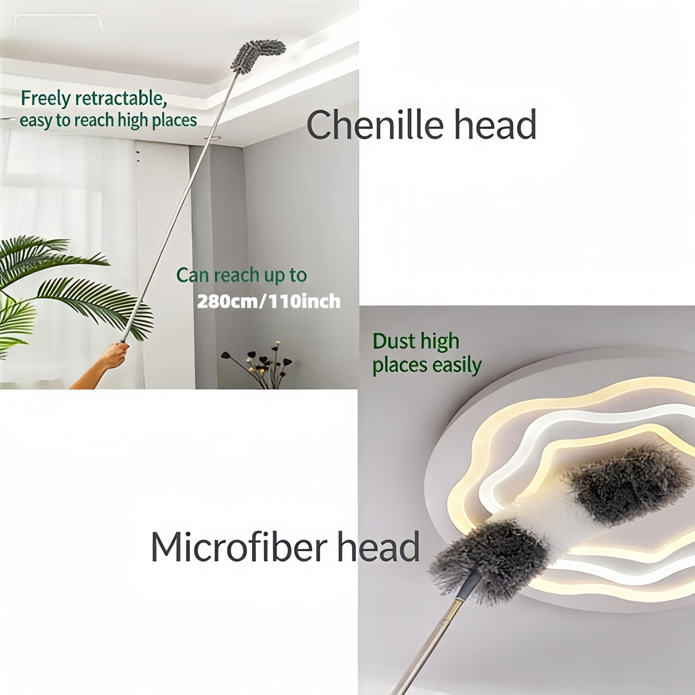 Extendable Dust Brush Household Cleaning Tool, Long Handle Crevice Cleaner, Static Adsorption No Dust, Bendable Detachable Washable Feather Duster