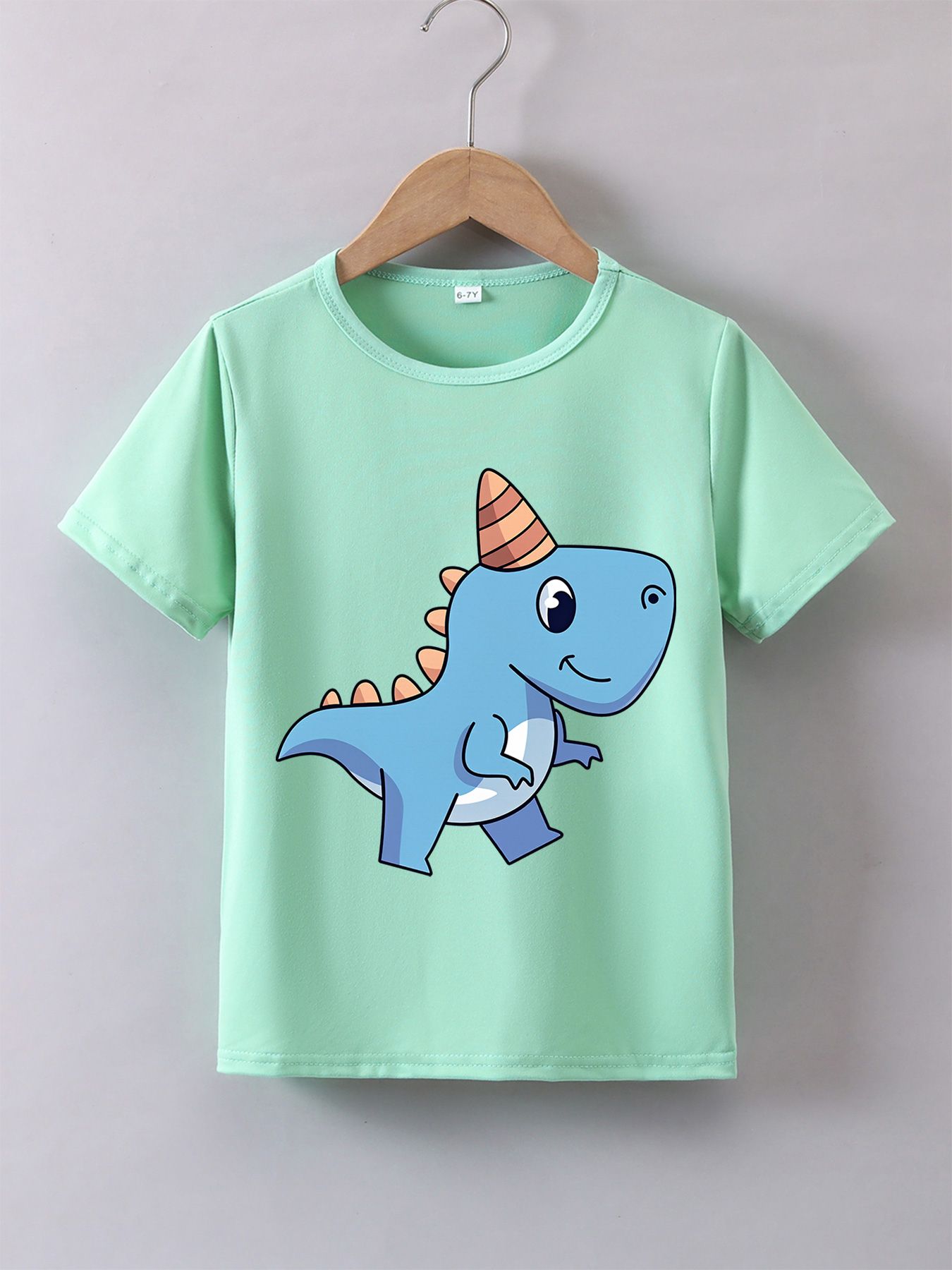 Boys' Summer Breathable & Comfortable "Dinosaur" Cartoon Print (3-12Y) Casual Sports T-Shirt