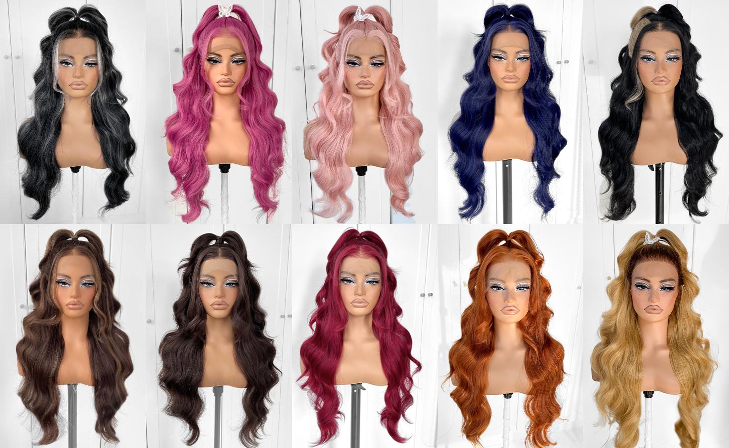 13x6 Wig Glueless Middle Body Wave Lace Front Wigs Pre Plucked Synthetic Long Highlights Wear And Go Lace Front Wig