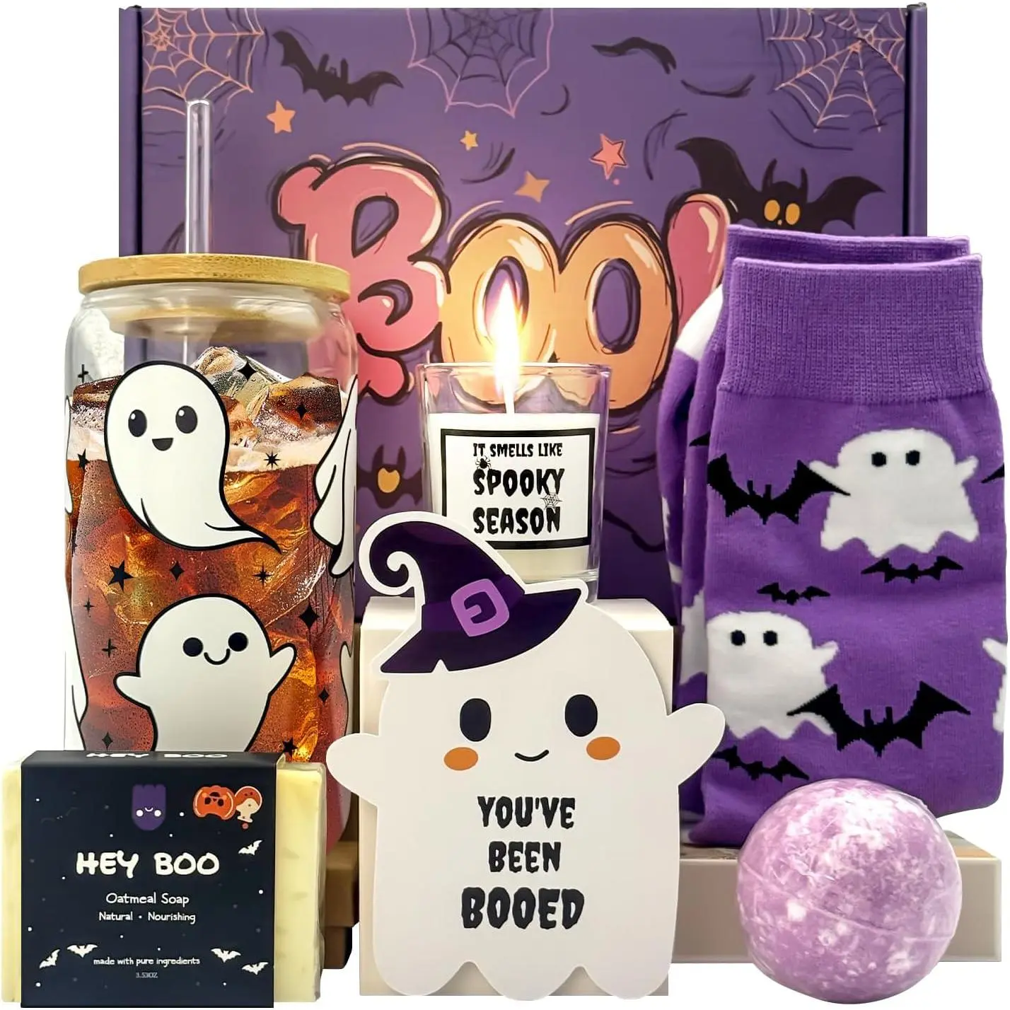 Boo Basket Stuffers  Women, Halloween Gifts  Women, Cute Halloween Boo Basket  Teens Girls Her Sister Friend Adults With Spooky Glass Cups