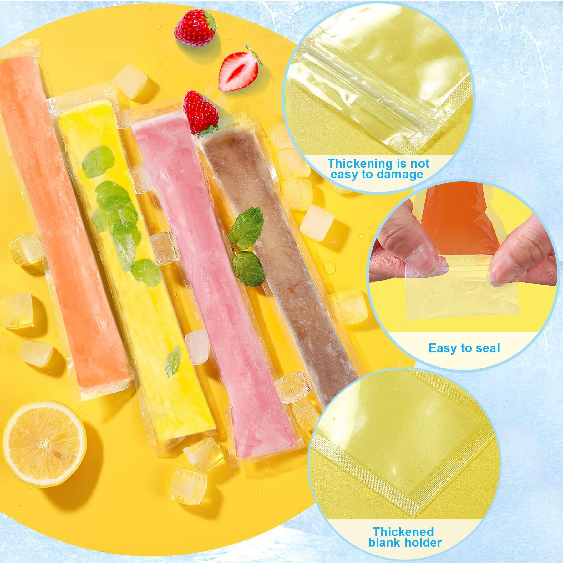 50/100 Disposable Ice Popsicle Mold Bags, Freezer Tubes with Zip Seals, Healthy Snacks Yogurt Sticks Juice Fruit Smoothies, Includes Funnel
