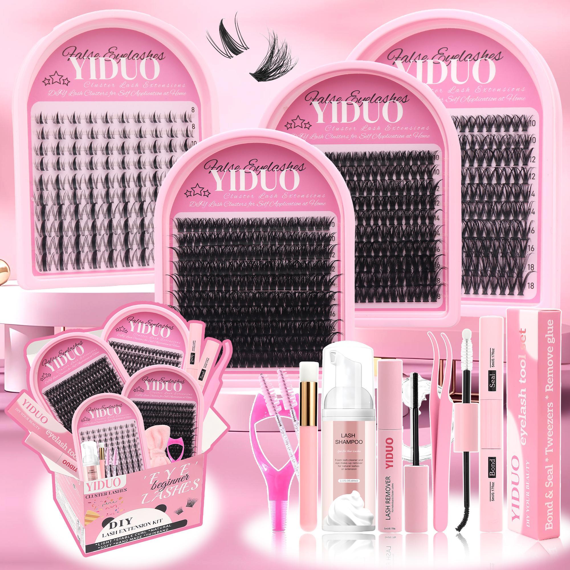 Eyelash Extension Gift Set Extra-Large Volume Eyelash Cluster Kit 4 Styles: Cartoon, Natural, Volume Single-Cluster Lash Extensions with Lash Bond and Seal Tweezers Remover Eyelash Brush DIY at Home Easily Lash Glue Seal Eyelash Extension Gift Set Extra-Large Volume Eyelash Cluster Kit 4 Styles: Cartoon, Natural, Volume Single-Cluster Lash Extensions with Lash Bond and Seal Tweezers Remover Eyelash Brush DIY at Home Easily Lash Glue Seal