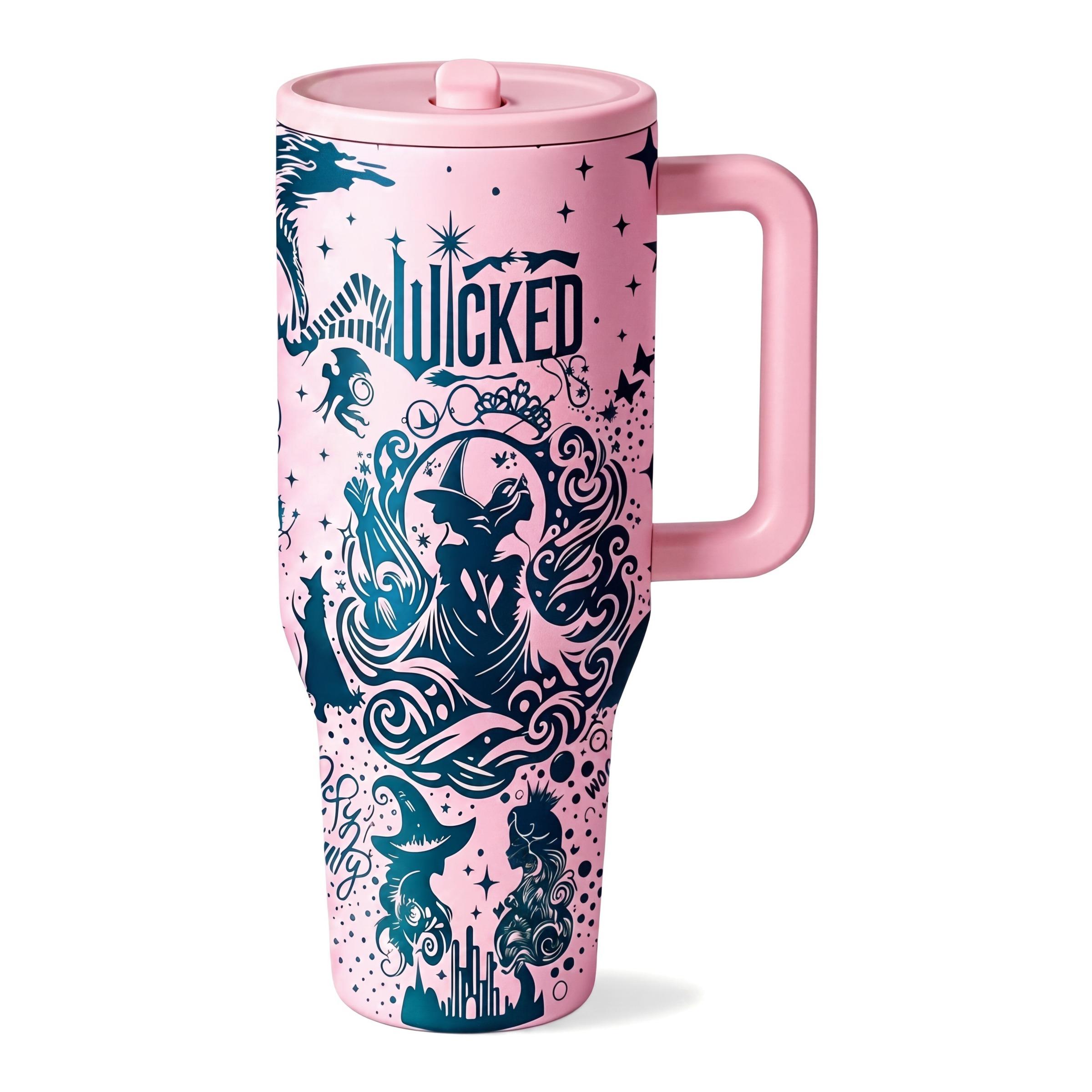 Wicked Inspired Witch Tumbler, 40oz Stainless Steel Insulated Coffee Cup, Fantasy Musical Travel Mug, Gothic Fairycore Gift, Flasks