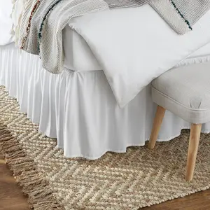 Lightweight Ruffled Bed Skirt, Classic Style, Soft and Stylish 100% Microfiber with 16" Drop, Wrinkle Resistant, Machine Washable, Queen, Bright White, Solid