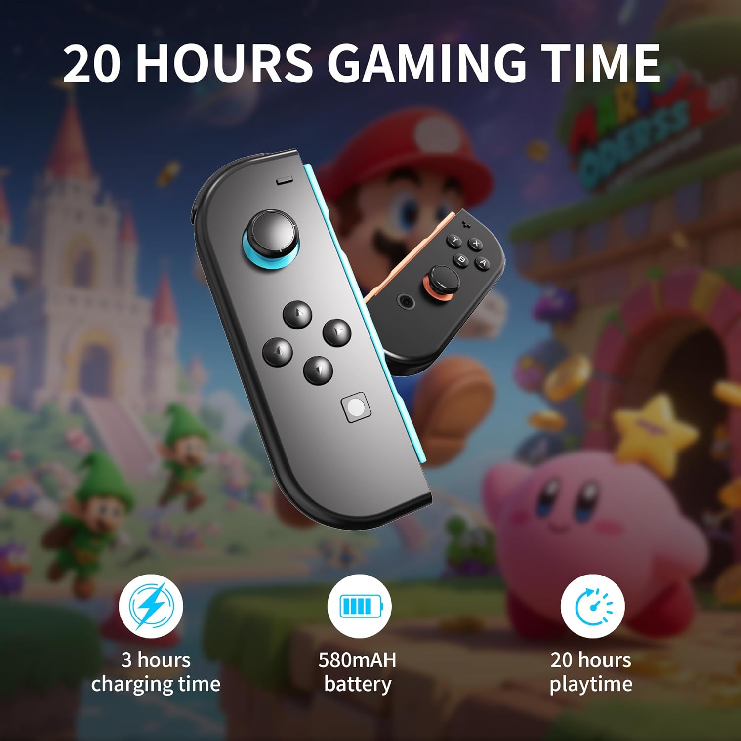 Switch Game Controller Handle, Wireless L/r Controllers for Switch/lite/oled, Dual Vibration Cool Replacement, Wake-Up Switch Accessory, Handheld Controller