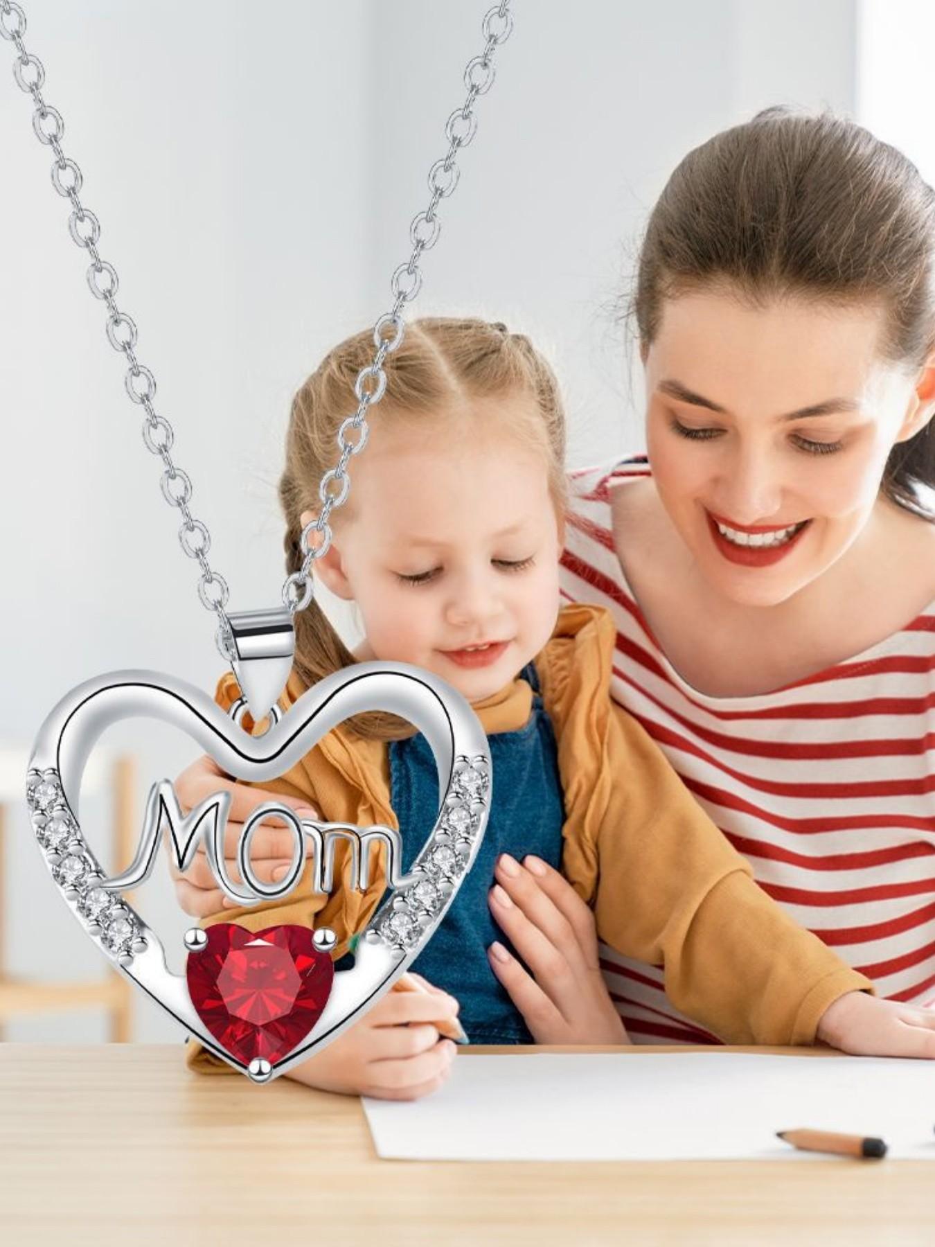 Heartprint Motherly Love Original MOM luxury premium heart-shaped gem necklace.Paired with a surprise double-door preserved rose jewelry gift box.Ideal gift for birthdays, Mother’s Day and Valentine’s Day.