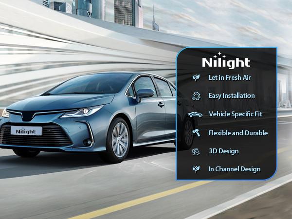 Nilight in Channel Rain Guards for Toyota Corolla 2020 2021 2022 2023 2024 2025 Sedan Original Window Deflectors, Vent Window Visors-4PCS Car Accessories Cover Vehicle