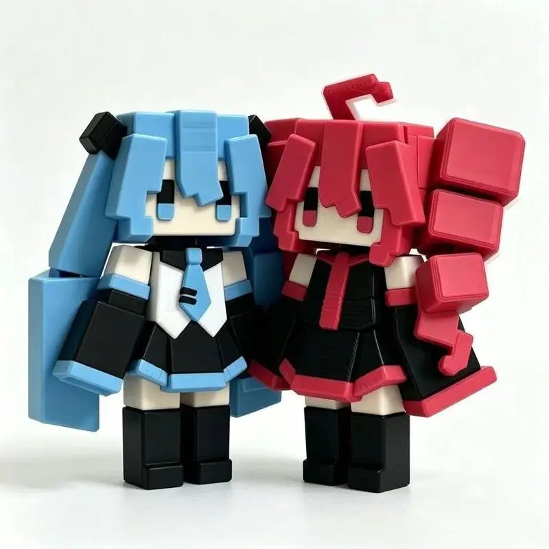 2026 new hot item 3pcs Miku Teto Yabe Cute Pixel Art Style Action Figure Figurine Toy Backpack Decoration Surprise Gift For Anime Fans Collectible