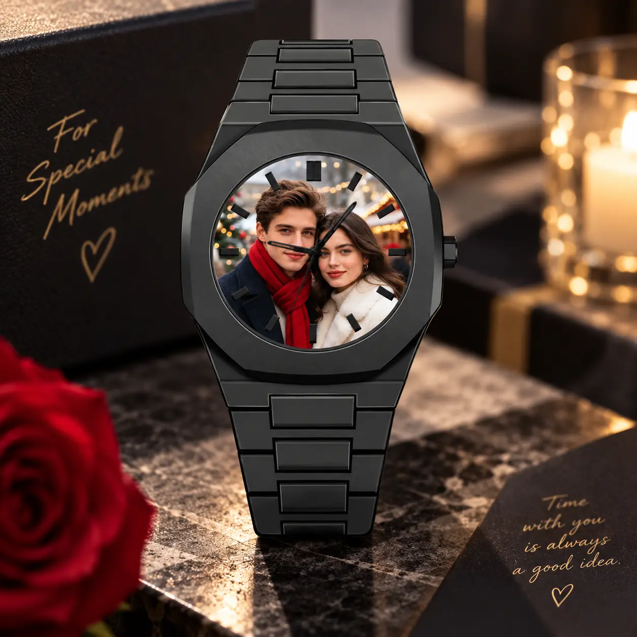 Personalized Photo Watch for Men & Women, Custom Picture Dial Wristwatch, Unisex Couple Watch, Anniversary Birthday Valentine’s Day Gift