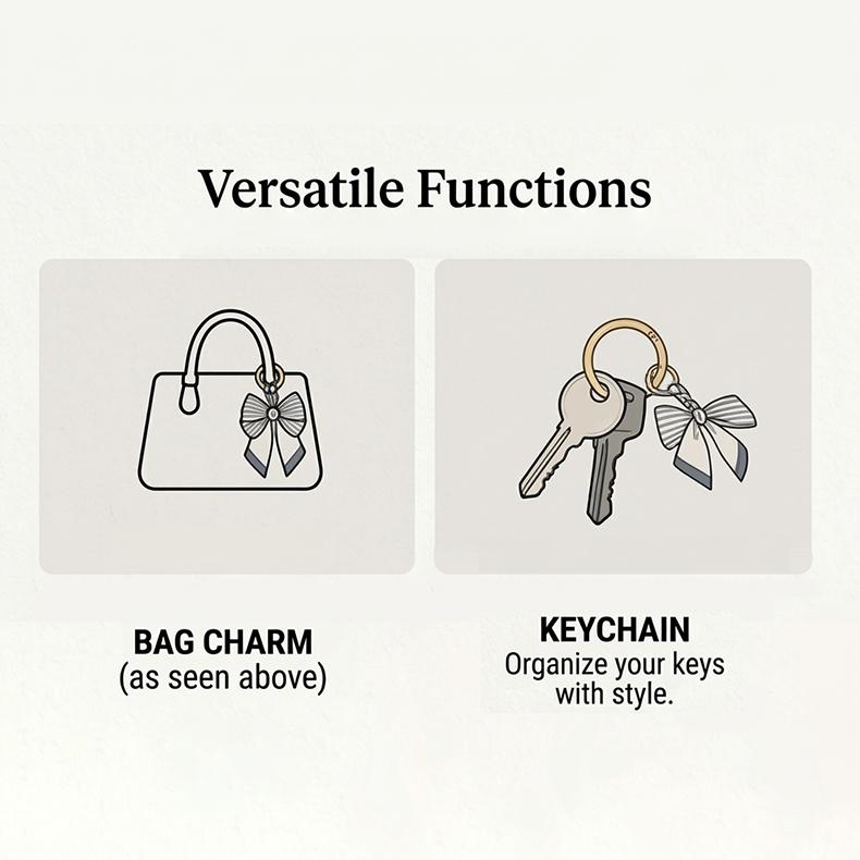 Elegant Silk Scarf Bow Bag Charm, Luxury Handbag Pendant Accessory, Cute Aesthetic Bag Decor, Multi-use Keychain & Phone Charm, Perfect Birthday Christmas Mother's Day Gift for Women Girls, Trendy Bag Accessory for Tote Backpack Handbag