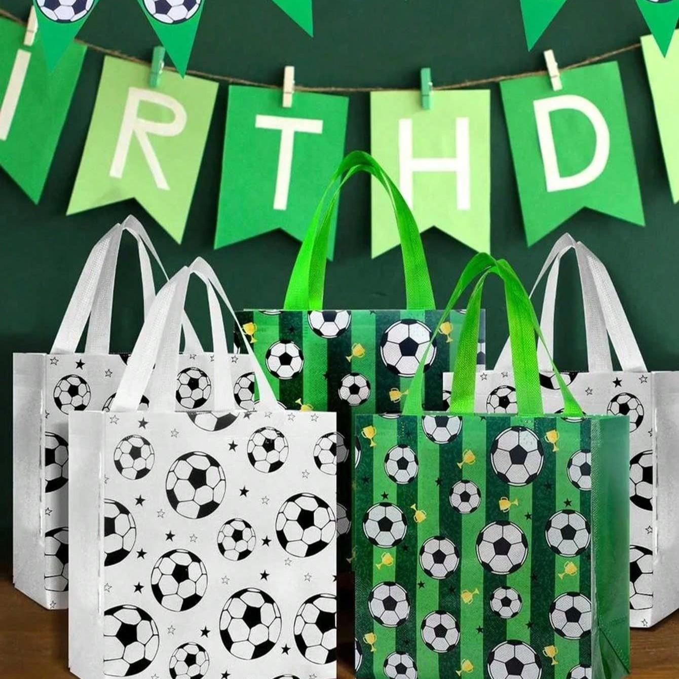 Football Theme Gift Bags, Reusable Non-Woven Candy Snack Bags with Handle, Perfect for Football Team Parties and Birthday Gifts