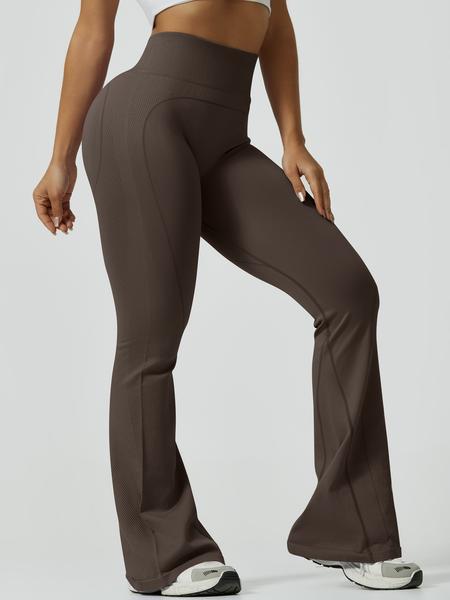 Women's Solid Color Flare Leg Sports Leggings, Comfy Breathable High Waist Bell Bottom Yoga Leggings, Ladies Sportswear for Indoor Outdoor Wear, Flared Yoga Bottoms