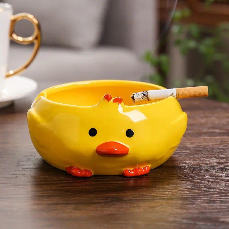 Ceramic Ashtray Creative Cute Duck Cartoon Small Animal Home Living Room Bedroom Office Ashtray