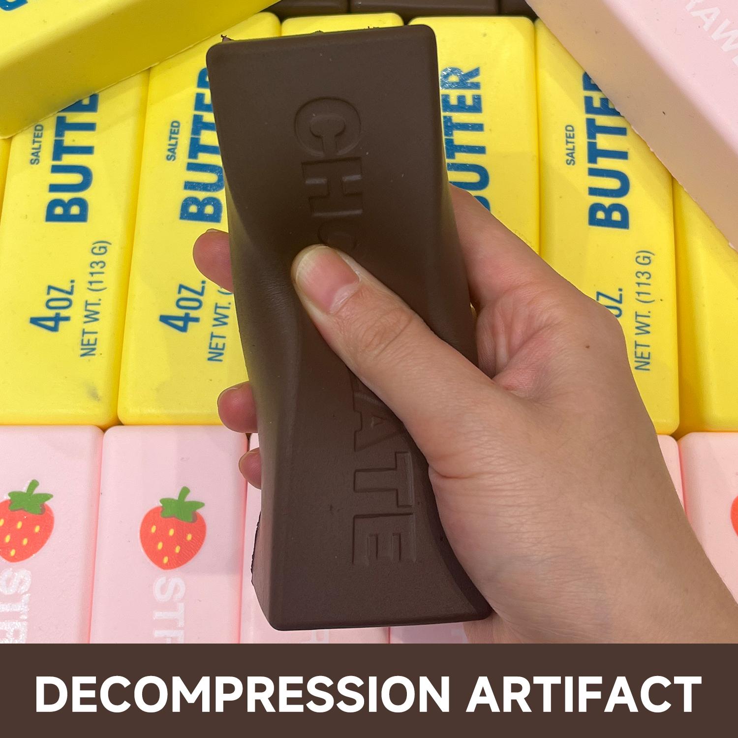 1Pc Squeeze Butter Squishy Toy, PU Material Butter Stick Decompression Squeeze Slow Rising Squeeze Food Fidget Toy for Office School Stress Relief Fidgeting (Light Yellow)