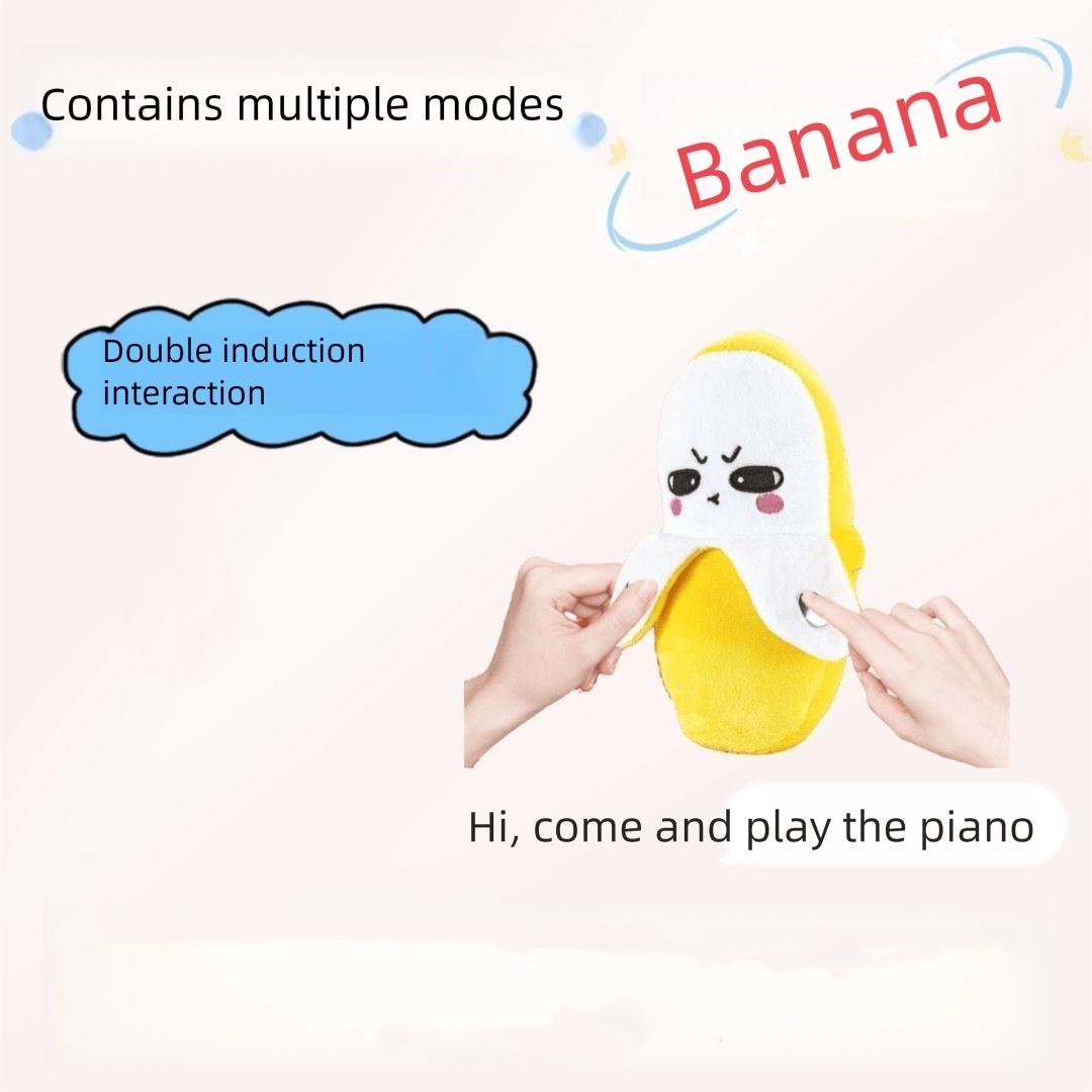 1PC Human induction beat toy in banana shape for kids 3+. Soft plush doll with interactive music function, educational and stress-relieving. Perfect for parent-child interaction, daily leisure and holiday gifts.