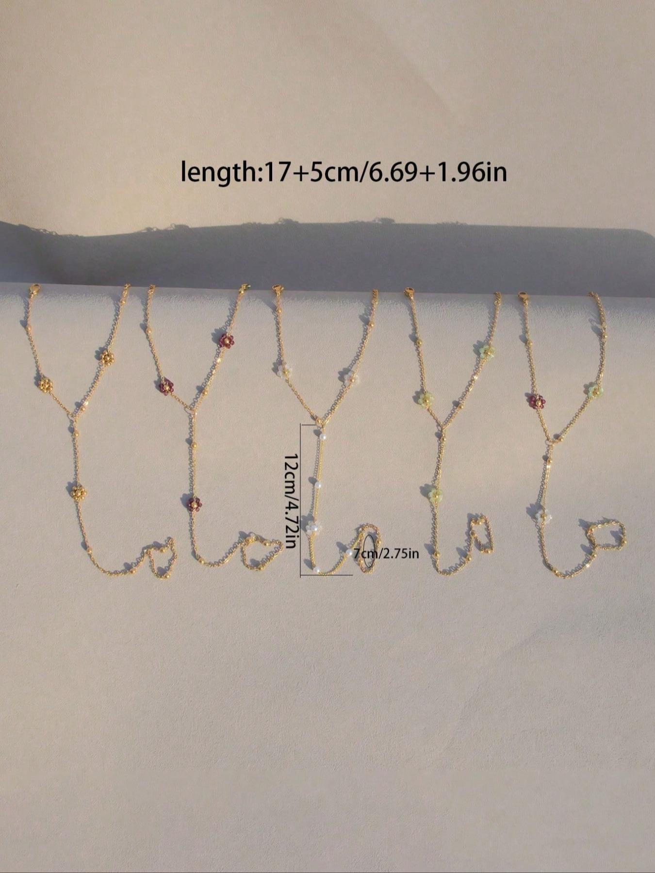 Fashion Colorful Beaded Flower Pearl Ocean Metal Oil Shell Pendant Women's Bracelet, Stylish Jewelry Accessory